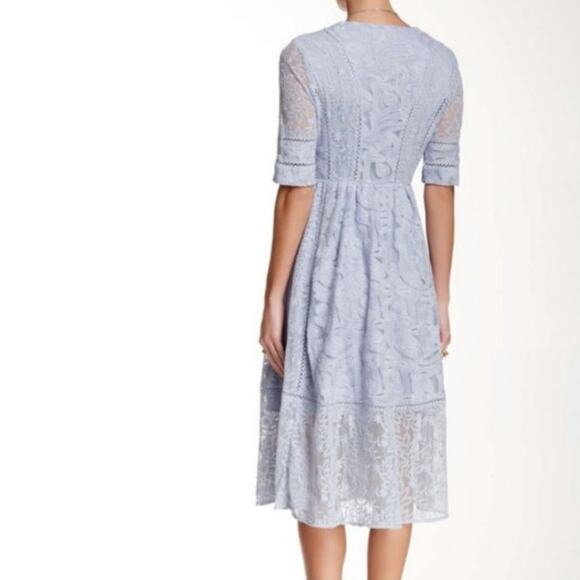 Free People Mountain Laurel Morning Mist Light Blue Intricate Lace Midi Dress - Picture 6 of 6